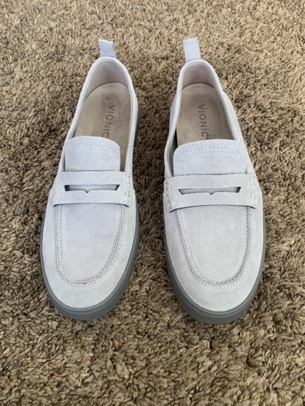 Vionic Gray Suede Uptown Loafers Shoes Sz.8 Classic Preppy Business Casual